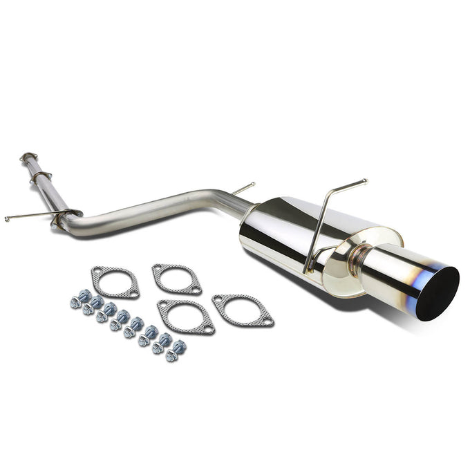 D-Motoring - Cat Back Exhaust System - W/ 4 Burnt Muffler Tip - Stainless Steel - 06-09 Mitsubishi Eclipse 2.4L L4 - 1