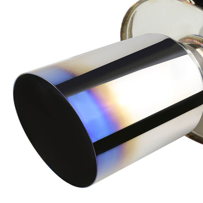 D-Motoring - Cat Back Exhaust System - W/ 4 Burnt Muffler Tip - Stainless Steel - 06-09 Mitsubishi Eclipse 2.4L L4 - 2