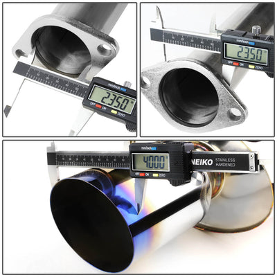 D-Motoring - Cat Back Exhaust System - W/ 4 Burnt Muffler Tip - Stainless Steel - 06-09 Mitsubishi Eclipse 2.4L L4 - 5