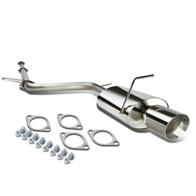 D-Motoring - Cat Back Exhaust System - W/ 4 Rolled Muffler Tip - Stainless Steel - 06-09 Mitsubishi Eclipse 2.4L L4 - 1