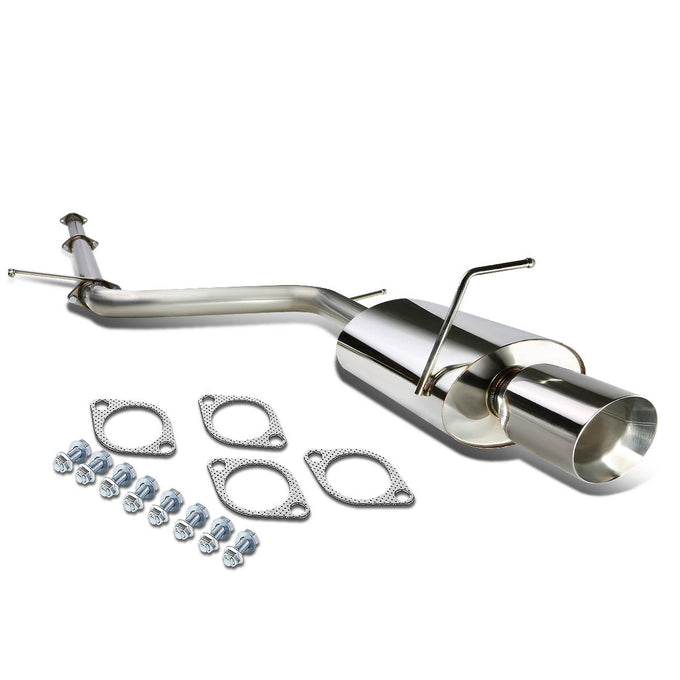 D-Motoring - Cat Back Exhaust System - W/ 4 Rolled Muffler Tip - Stainless Steel - 06-09 Mitsubishi Eclipse 2.4L L4 - 1