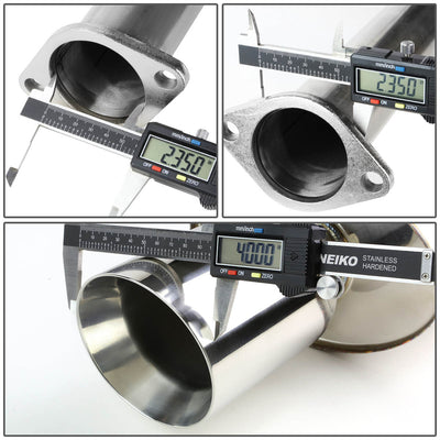 D-Motoring - Cat Back Exhaust System - W/ 4 Rolled Muffler Tip - Stainless Steel - 06-09 Mitsubishi Eclipse 2.4L L4 - 5