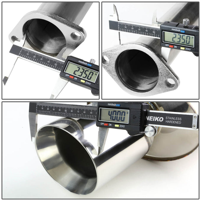 D-Motoring - Cat Back Exhaust System - W/ 4 Rolled Muffler Tip - Stainless Steel - 06-09 Mitsubishi Eclipse 2.4L L4 - 5
