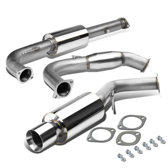 D-Motoring - Cat Back Exhaust System - W/ 4 Rolled Muffler Tip - Stainless Steel - 95-99 Mit Eclipse GST 2.0 - 1