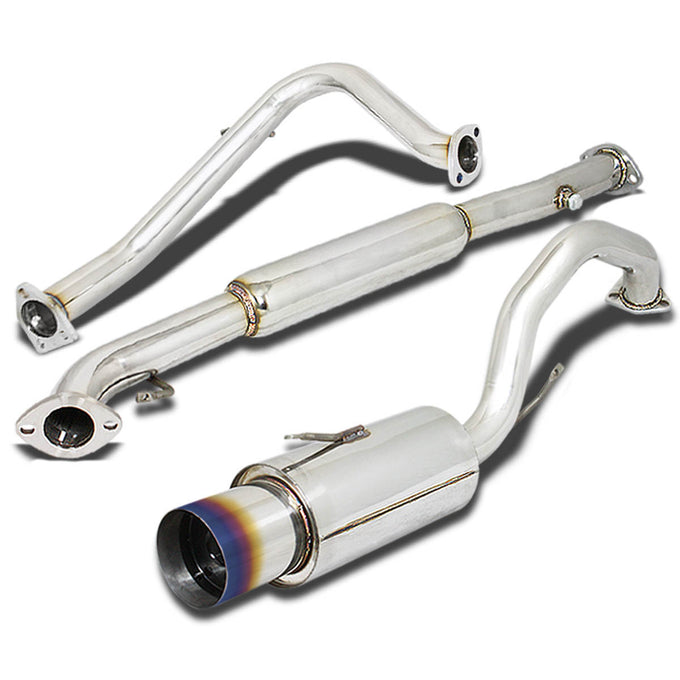 D-Motoring - Cat Back Exhaust System - W/ 4.5 Burnt Muffler Tip - Stainless Steel - 95-99 Mitsubishi Eclipse / 95-98 Eagle Talon - 1