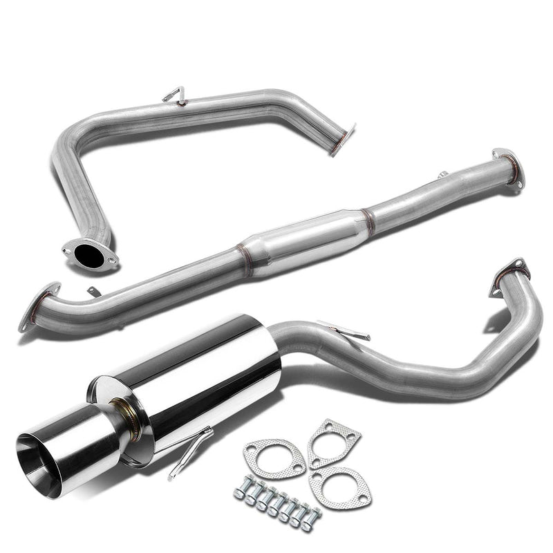 D-Motoring - Cat Back Exhaust System - W/ 4 Rolled Muffler Tip - Stainless Steel - 95-99 Mitsubishi Eclipse / 95-98 Eagle Talon - 1