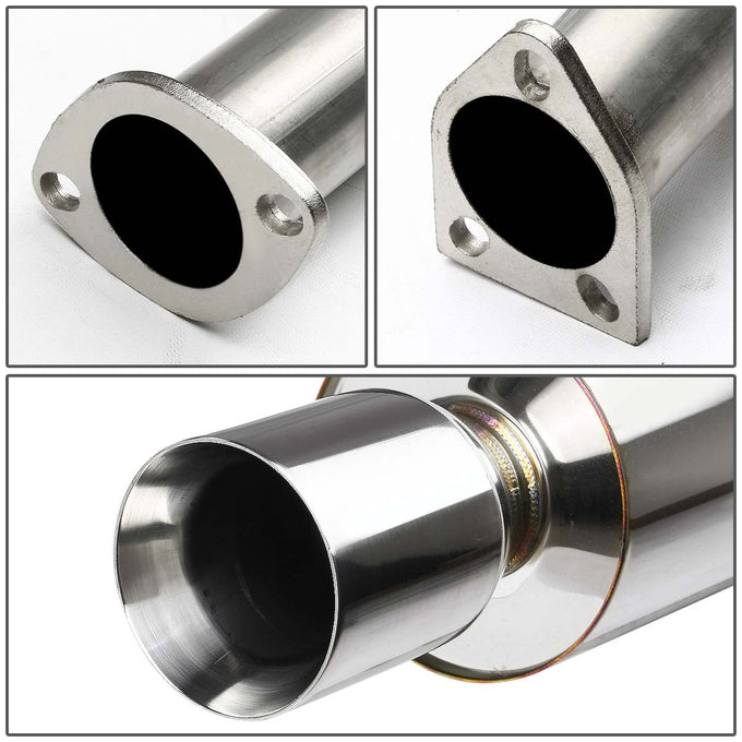 D-Motoring - Cat Back Exhaust System - W/ 4 Rolled Muffler Tip - Stainless Steel - 95-99 Mitsubishi Eclipse / 95-98 Eagle Talon - 2