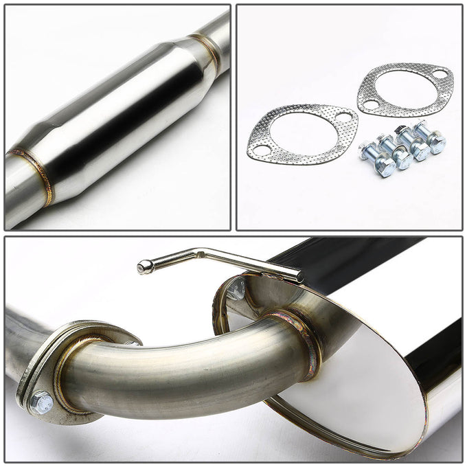 D-Motoring - Cat Back Exhaust System - W/ 3.5 Rolled Muffler Tip - Stainless Steel - 90-97 Mazda Miata MX-5 1.6L / 1.8L - 4