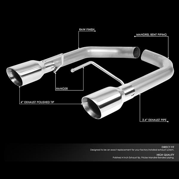 Axle-Back Exhaust w/4 in. OD Stainless Steel Muffler Tips <br>15-17 Ford Mustang 2.3L Ecoboost
