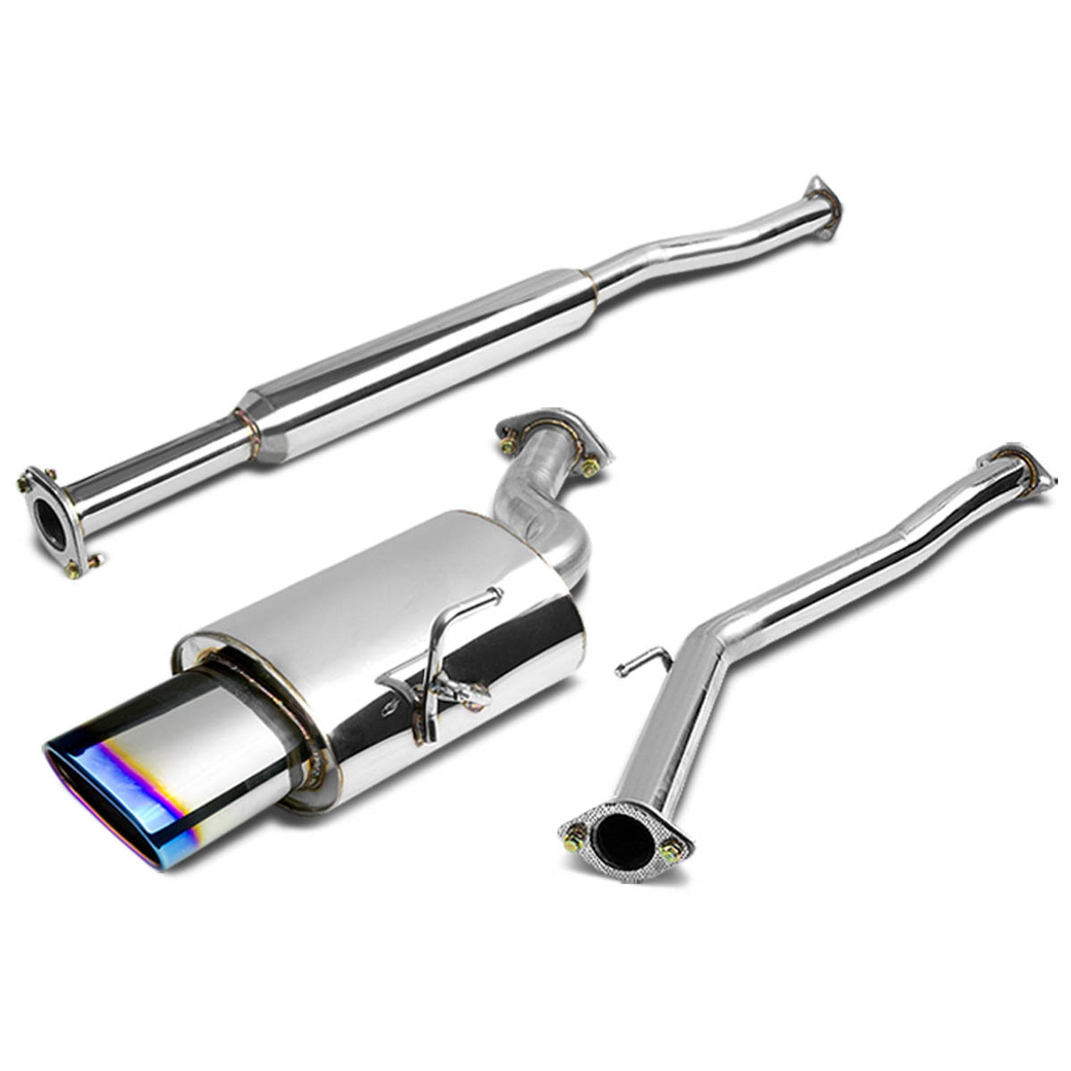 D-Motoring - Cat Back Exhaust System - W/ Burnt Muffler Tip - Stainless Steel - 02-06 Nissan Altima 4-Cylinder - 1
