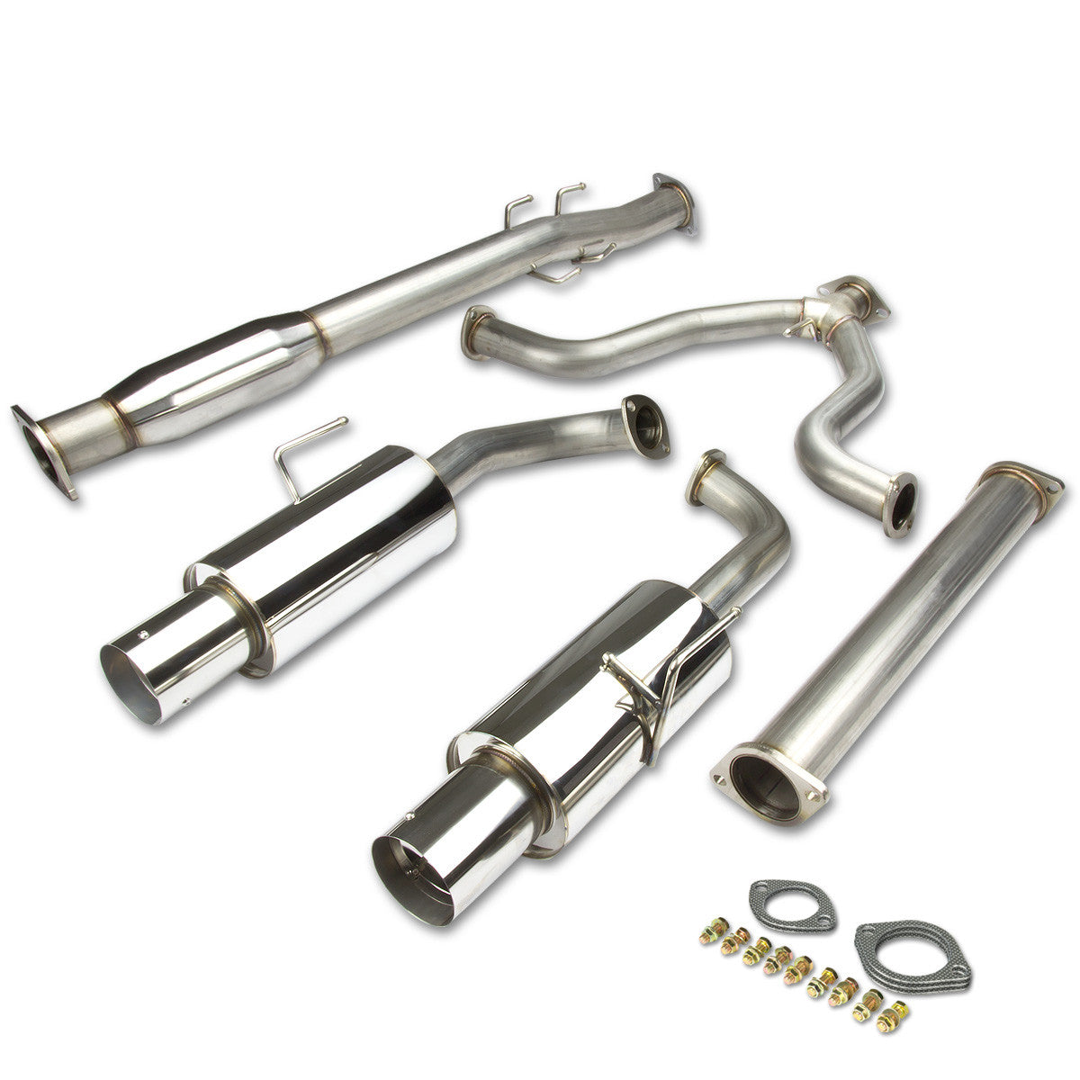 D-Motoring - Cat Back Exhaust System - W/ 4 Dual Muffler Tips - Stainless Steel - 07-12 Nissan Altima L32 4Dr - 1