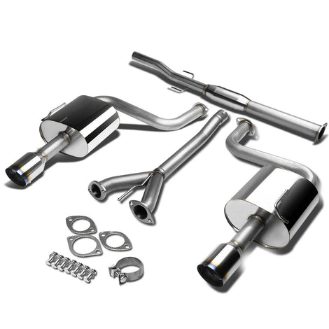 D-Motoring - Cat Back Exhaust System - W/ 4 Dual Burnt Muffler Tips - Stainless Steel - 09-14 Nissan Maxima A35 3.5L V6 - 1
