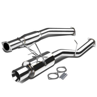 D-Motoring - Cat Back Exhaust System - W/ 4 Rolled Muffler Tip - Stainless Steel - 89-94 240SX Silvia S13 - 3