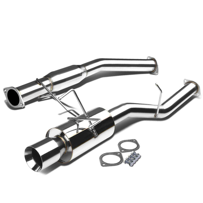 D-Motoring - Cat Back Exhaust System - W/ 4 Rolled Muffler Tip - Stainless Steel - 89-94 240SX Silvia S13 - 3