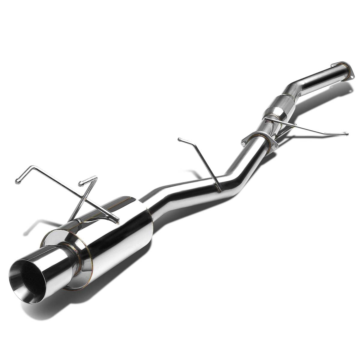 D-Motoring - Cat Back Exhaust System - W/ 4 Rolled Muffler Tip - Stainless Steel - 89-94 240SX Silvia S13 - 1