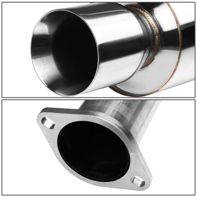 D-Motoring - Cat Back Exhaust System - W/ 4 Rolled Muffler Tip - Stainless Steel - 89-94 240SX Silvia S13 - 2