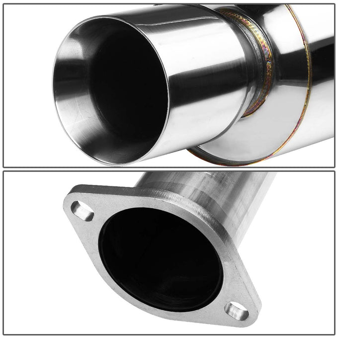 D-Motoring - Cat Back Exhaust System - W/ 4 Rolled Muffler Tip - Stainless Steel - 89-94 240SX Silvia S13 - 2