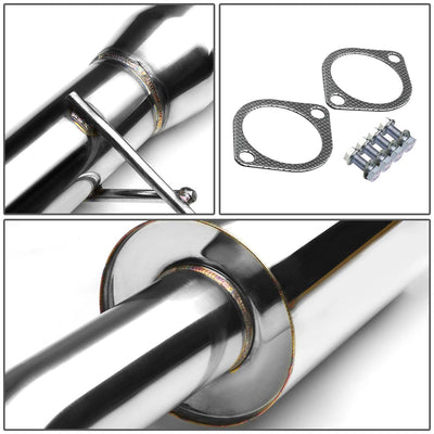 D-Motoring - Cat Back Exhaust System - W/ 4 Rolled Muffler Tip - Stainless Steel - 89-94 240SX Silvia S13 - 4