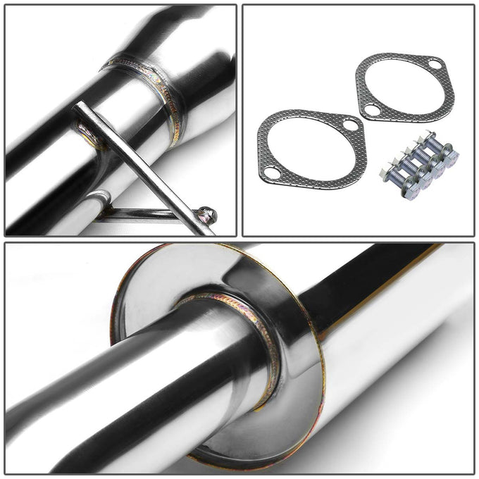 D-Motoring - Cat Back Exhaust System - W/ 4 Rolled Muffler Tip - Stainless Steel - 89-94 240SX Silvia S13 - 4