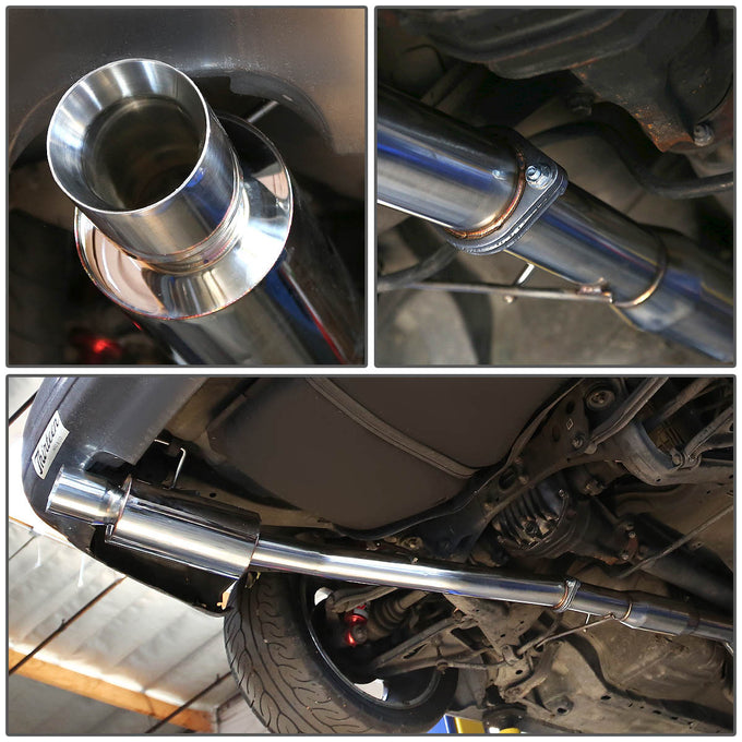 D-Motoring - Cat Back Exhaust System - W/ 4 Rolled Muffler Tip - Stainless Steel - 89-94 240SX Silvia S13 - 7