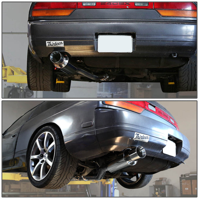 D-Motoring - Cat Back Exhaust System - W/ 4 Rolled Muffler Tip - Stainless Steel - 89-94 240SX Silvia S13 - 8