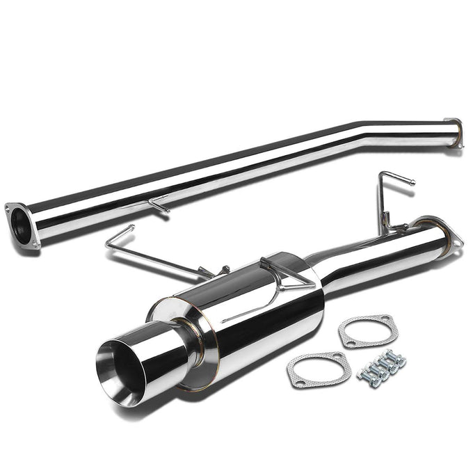 D-Motoring - Cat Back Exhaust System - W/ 4 Rolled Muffler Tip - Stainless Steel - 95-98 Nissan 240SX S14 - 3
