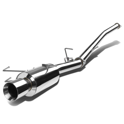 D-Motoring - Cat Back Exhaust System - W/ 4 Rolled Muffler Tip - Stainless Steel - 95-98 Nissan 240SX S14 - 1