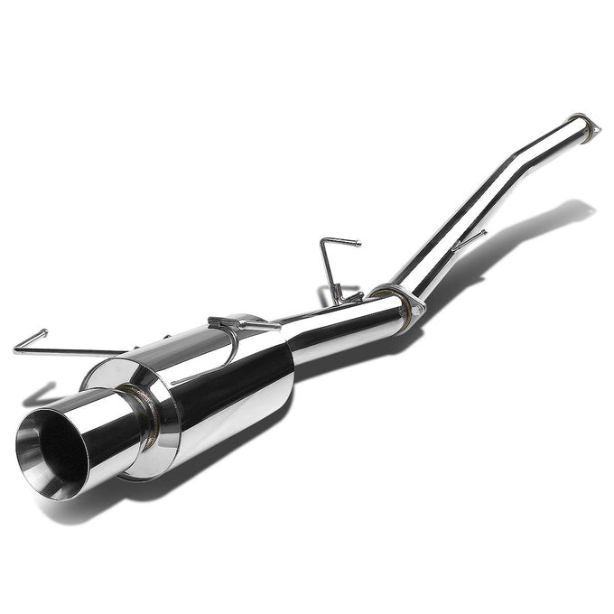 D-Motoring - Cat Back Exhaust System - W/ 4 Rolled Muffler Tip - Stainless Steel - 95-98 Nissan 240SX S14 - 1
