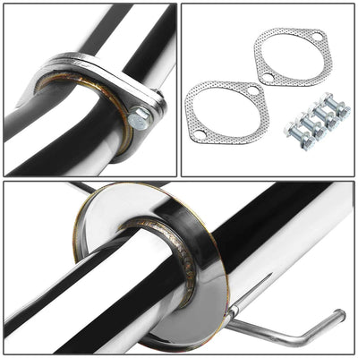 D-Motoring - Cat Back Exhaust System - W/ 4 Rolled Muffler Tip - Stainless Steel - 95-98 Nissan 240SX S14 - 4