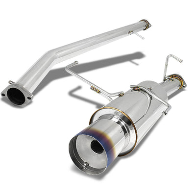 D-Motoring - Cat Back Exhaust System - W/ 4.5 Burnt Muffler Tip - Stainless Steel - 95-98 Nissan 240SX S14 - 1