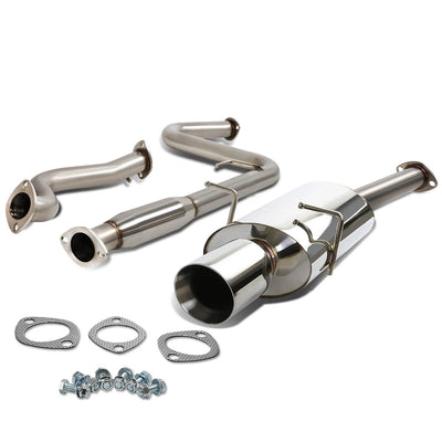 D-Motoring - Cat Back Exhaust System - W/ 4 Rolled Muffler Tip - Stainless Steel - 05-07 Chevy Cobalt 2.2L DOHC - 1