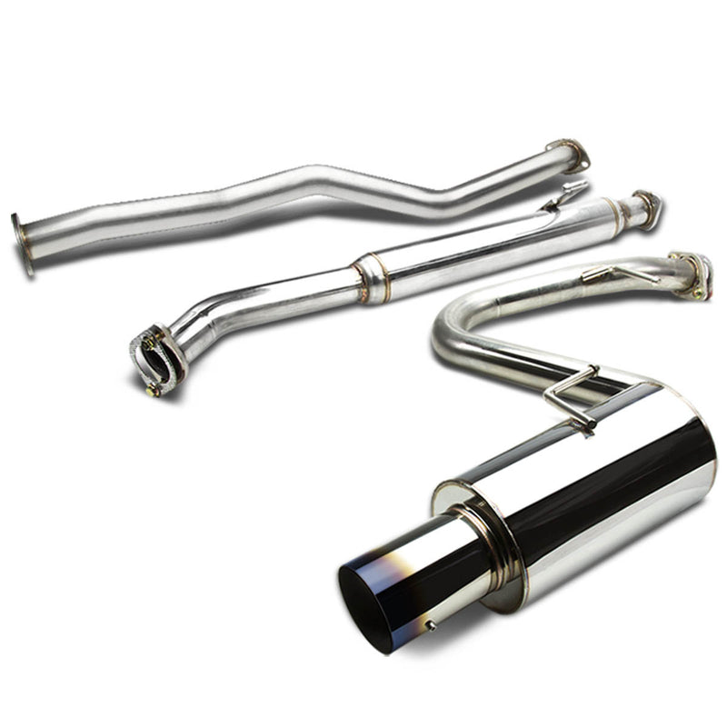 D-Motoring - Cat Back Exhaust System - W/ 4 Burnt Muffler Tip - Stainless Steel - 04-10 Scion TC Coupe - 1