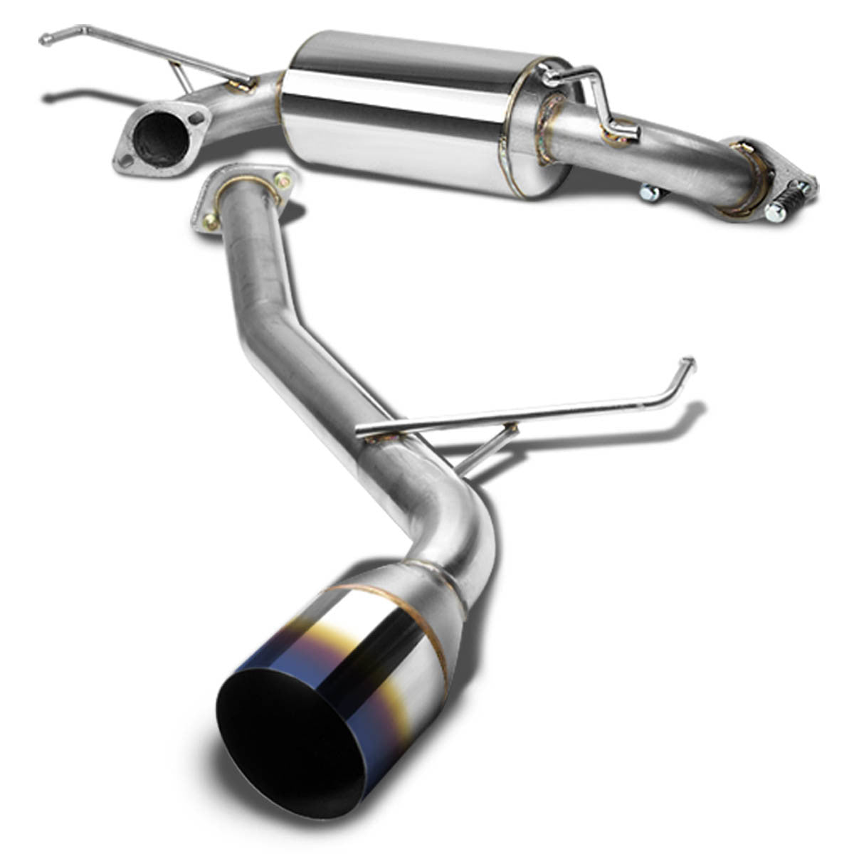 D-Motoring - Cat Back Exhaust System - W/ 4.5 Burnt Muffler Tip - Stainless Steel - 00-04 Toyota Celica GT / GTS - 1