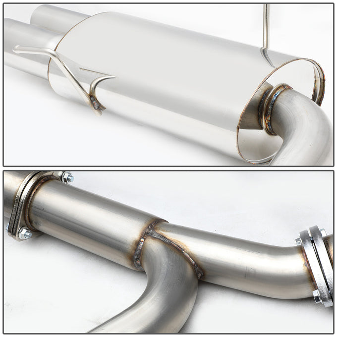 D-Motoring - Cat Back Exhaust System - W/ 3 Dual Muffler Tips - Stainless Steel - 15-17 Subaru WRX/STI / Impreza GK/GT - 2
