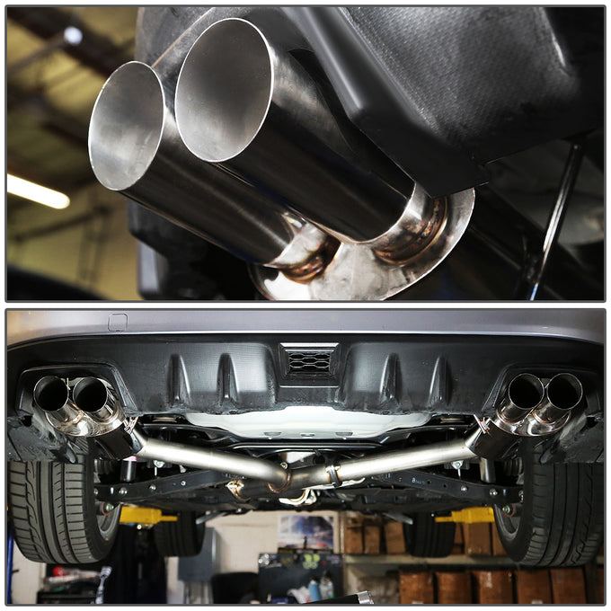 D-Motoring - Cat Back Exhaust System - W/ 3 Dual Muffler Tips - Stainless Steel - 15-17 Subaru WRX/STI / Impreza GK/GT - 6