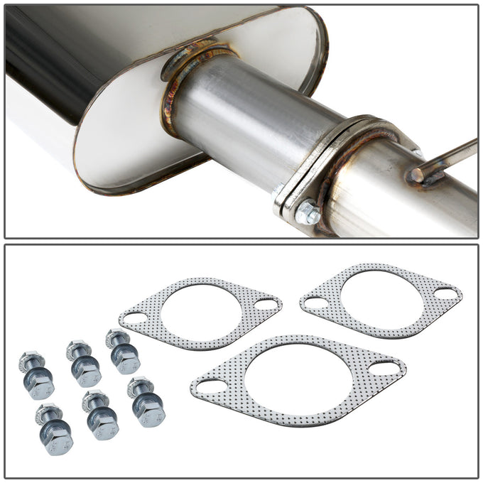 D-Motoring - Cat Back Exhaust System - W/ 3 Muffler Tip - Stainless Steel - 96-99 Yukon / Tahoe 5.7 V8 - 4