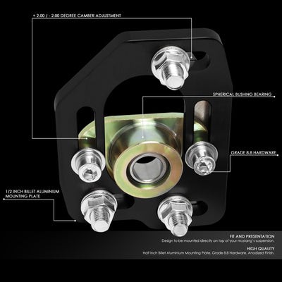 D-Motoring - Camber Kit - +/-3.0 Camber +/-2.0 Caster - Adjustable - Front - Pair - 90-93 Ford Mustang - 2