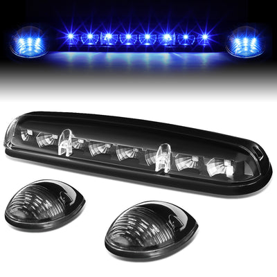 D-Motoring - Cab Roof Lights - Blue LED - Black Housing - Plug-n-Play - 3PCS - Chevy Silverado(Classic) / GMC Sierra(Classic) - 1