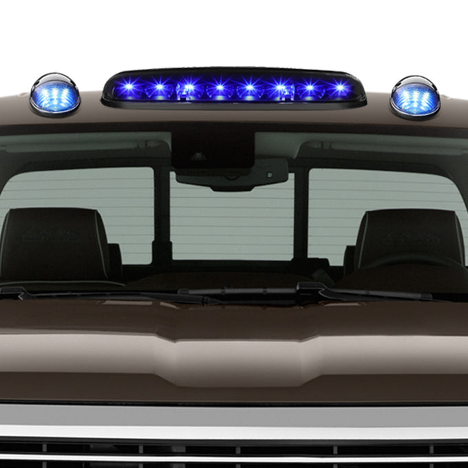 D-Motoring - Cab Roof Lights - Blue LED - Black Housing - Plug-n-Play - 3PCS - Chevy Silverado(Classic) / GMC Sierra(Classic) - 5