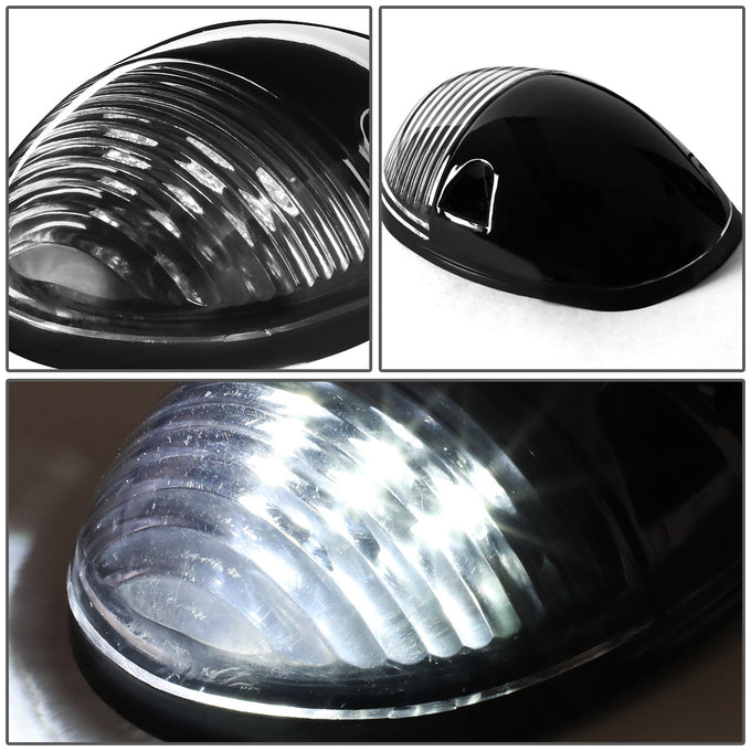 D-Motoring - Cab Roof Lights - White LED - Black Housing - Plug-n-Play - 3PCS - Chevy Silverado(Classic) / GMC Sierra(Classic) - 4