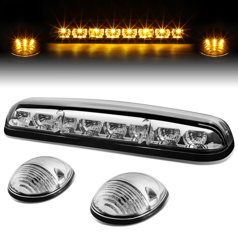 D-Motoring - Cab Roof Lights - Yellow LED - Chrome Housing - Plug-n-Play - 3PCS - Chevy Silverado(Classic) / GMC Sierra(Classic) - 1