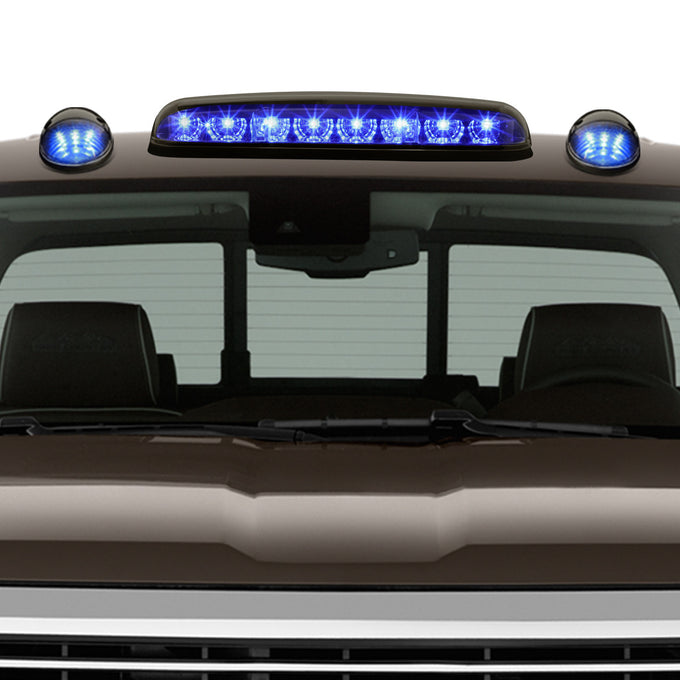 D-Motoring - Cab Roof Lights - Blue LED - Smoked Lens - Plug-n-Play - 3PCS - Chevy Silverado(Classic) / GMC Sierra(Classic) - 5