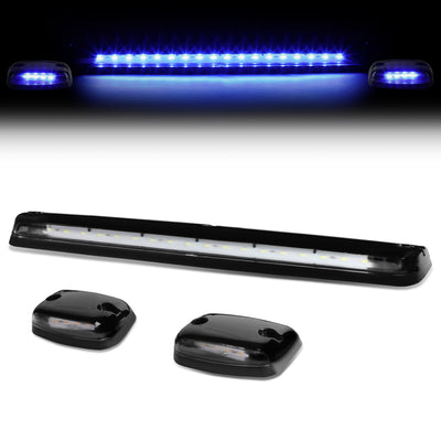 D-Motoring - Cab Roof Lights - Blue LED - Black Housing - Plug-n-Play - 3PCS - Chevy Silverado 1500 / 2500 / 3500 / GMC Sierra 1500 / 2500 / 3500 - 1