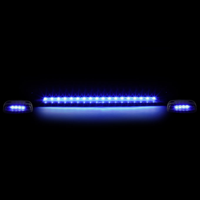 D-Motoring - Cab Roof Lights - Blue LED - Black Housing - Plug-n-Play - 3PCS - Chevy Silverado 1500 / 2500 / 3500 / GMC Sierra 1500 / 2500 / 3500 - 3