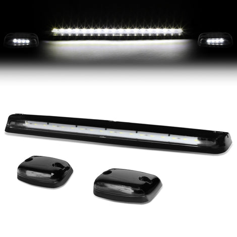 D-Motoring - Cab Roof Lights - White LED - Black Housing - Plug-n-Play - 3PCS - Chevy Silverado 1500 / 2500 / 3500 / GMC Sierra 1500 / 2500 / 3500 - 1