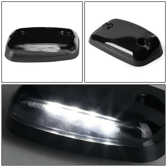 D-Motoring - Cab Roof Lights - White LED - Black Housing - Plug-n-Play - 3PCS - Chevy Silverado 1500 / 2500 / 3500 / GMC Sierra 1500 / 2500 / 3500 - 4
