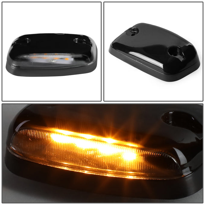 D-Motoring - Cab Roof Lights - Yellow LED - Black Housing - Plug-n-Play - 3PCS - Chevy Silverado 1500 / 2500 / 3500 / GMC Sierra 1500 / 2500 / 3500 - 4