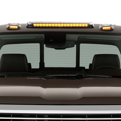D-Motoring - Cab Roof Lights - Yellow LED - Chrome Housing - Plug-n-Play - 3PCS - Chevy Silverado 1500 / 2500 / 3500 / GMC Sierra 1500 / 2500 / 3500 - 5