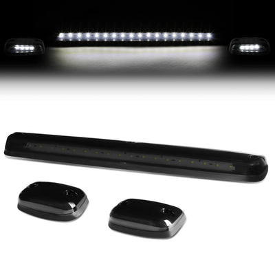 D-Motoring - Cab Roof Lights - White LED - Smoked Lens - Plug-n-Play - 3PCS - Chevy Silverado 1500 / 2500 / 3500 / GMC Sierra 1500 / 2500 / 3500 - 1