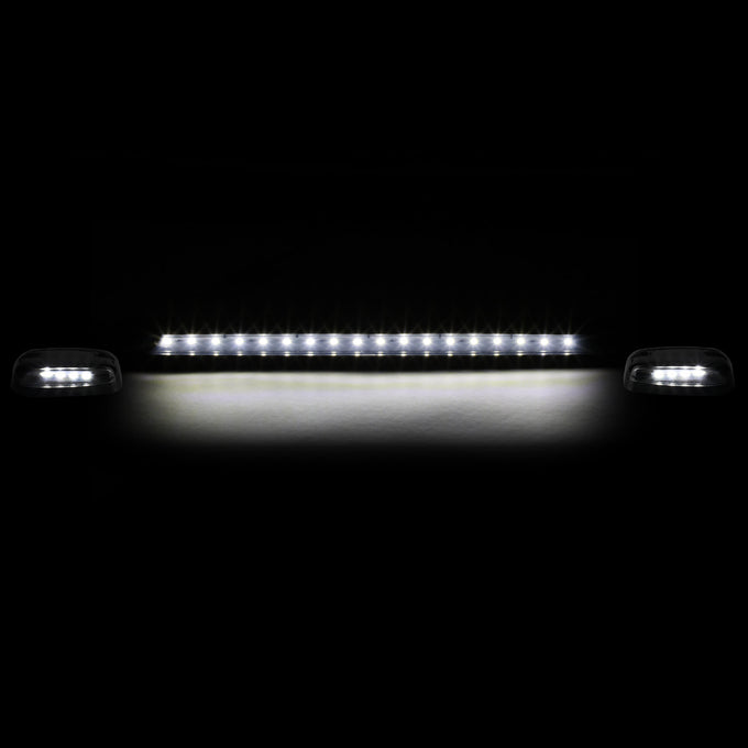 D-Motoring - Cab Roof Lights - White LED - Smoked Lens - Plug-n-Play - 3PCS - Chevy Silverado 1500 / 2500 / 3500 / GMC Sierra 1500 / 2500 / 3500 - 3